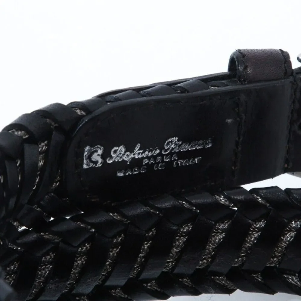 Vintage Y2K Stefano Piazza Italy Western Leather Black Braided Belt Mens Size 38